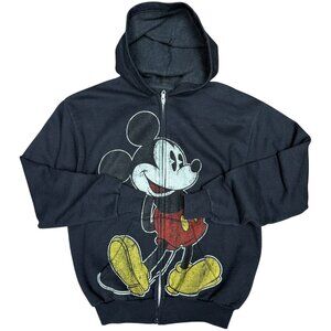 Boys' DISNEY Mickey Mouse Zip Hoodie‎ Sweatshirt Black Vintage Wash- Size XL